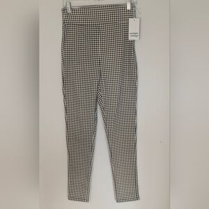 New Unique Vintage Extra High waisted checked Skinny pants Sz M Black White